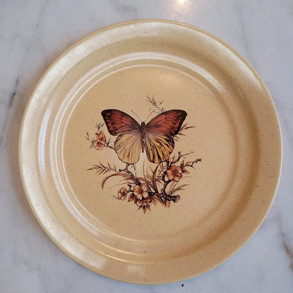 Vintage Treasure Craft Pottery Dinner Plates 1970’s, set of 4/10.5in Butterflies - Picture 4 of 6